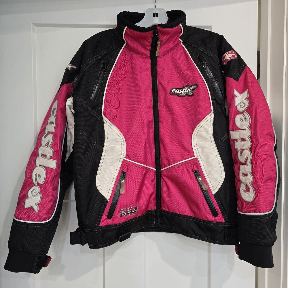 CastleX Racewear Racing ATV Motorcycle Snowmobile Jacket Pink BLK White Women XS